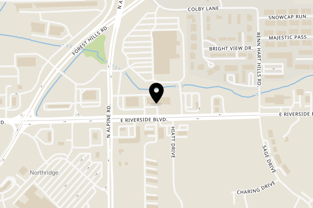 Map showing the location of Mi Placita Mexican Restaurant on 1726 E Riverside Blvd in Loves Park